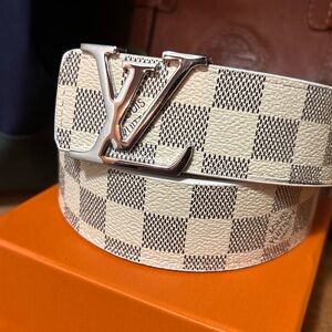 Louis Vuitton Beige and Brown Checkered Belt